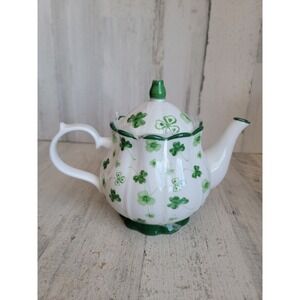 Grace teaware NEW teapot clover St Patrick's Day green white unique